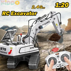 1/20 RC Excavator Dumper with Light Music 2.4GHz 11CH Big RC Truck Engineering Vehicles Educational Toys for Kids Christmas Gift