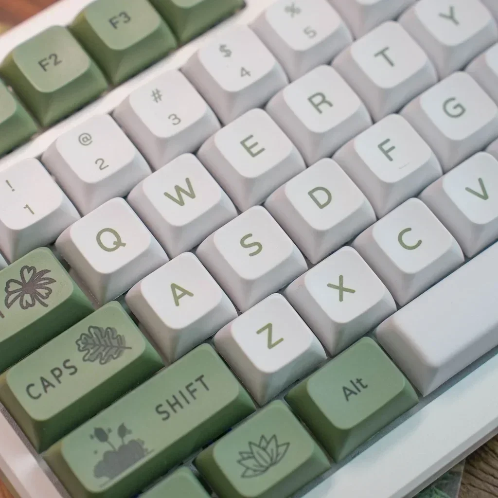 Teclas de teclado mecánico verde y blanco, sublimación PBT, perfil XDA, 125 teclas, estilo fresco