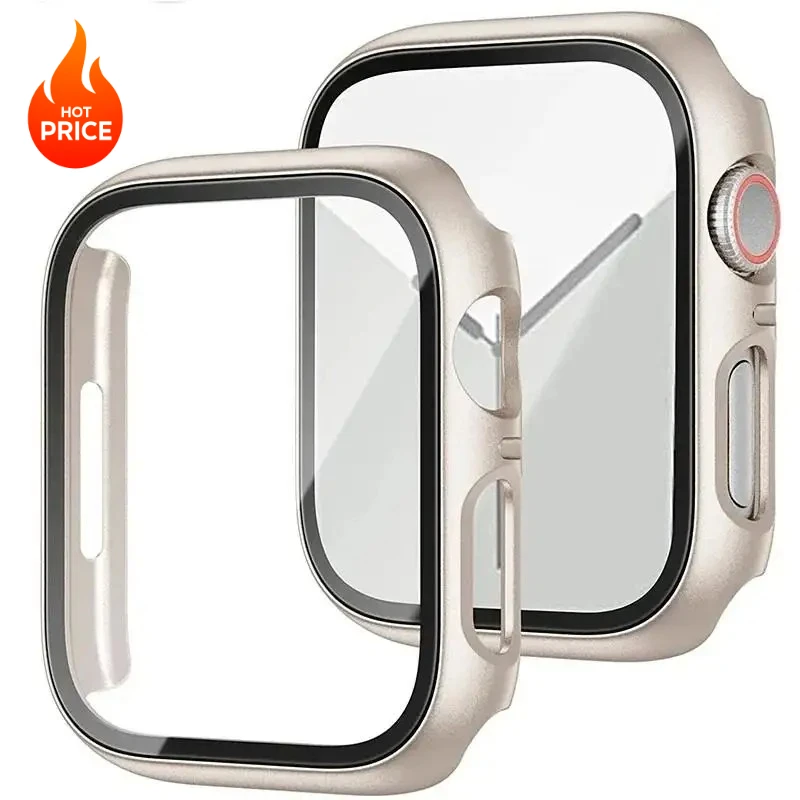 Tempered Glass Cover For Apple Watch Case Series 9 8 7 SE3/2/1 6 5 4 3 2 1 41mm 45mm 44mm 40mm 42mm 38mm PC Bumper Protector