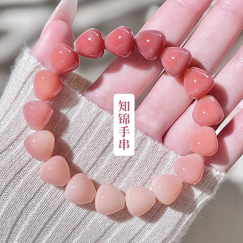 

Peach Pink Gradient Bodhi Bracelet Female Pliable Temperament Small Water Drop Bodhi Seed Buddha Beads Crafts Hand Toy Bracelet