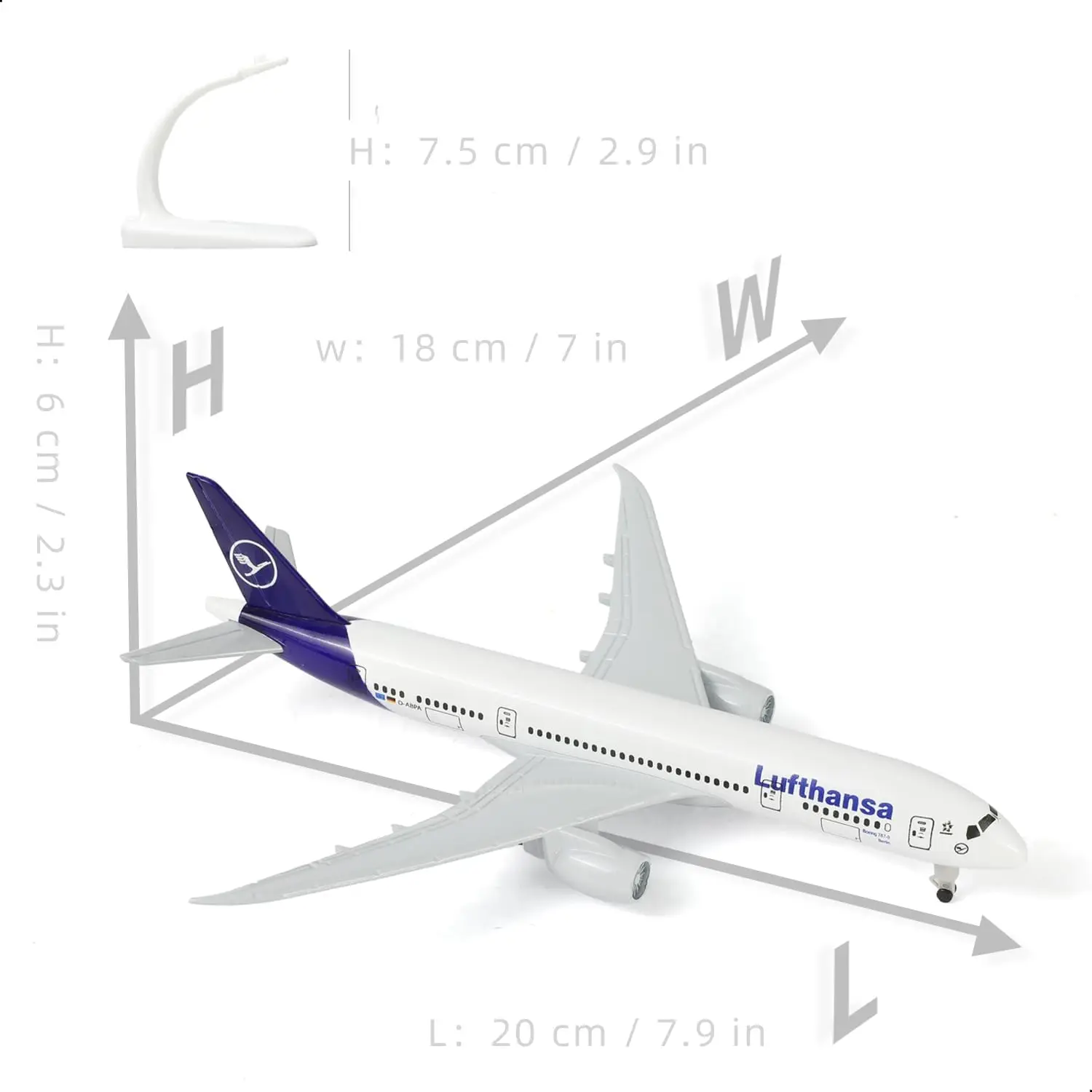20cm Lufthansa 787 Diecast Metal Airplane Model with Stand (20-cm L)  for Adult Aviation Gifts or Decorations Adults Fun
