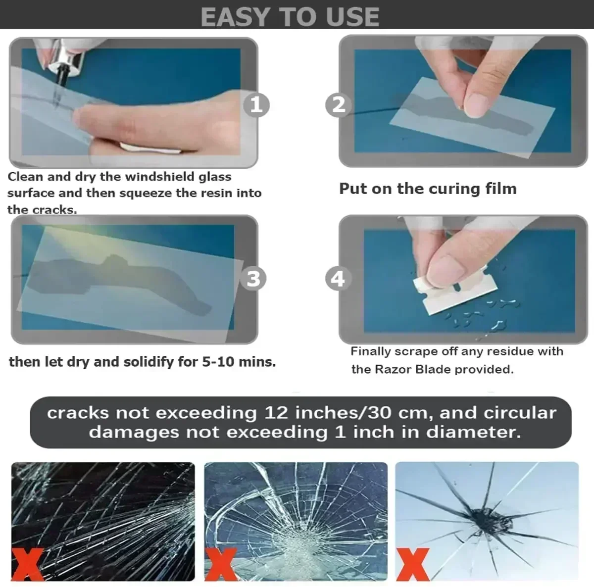 Windshield Repair Kit for Glass Automotive Glass DIY Windscreen Tool for Fixing Chips Cracks Star-Shaped Crack Nano Fluid Filler image 3