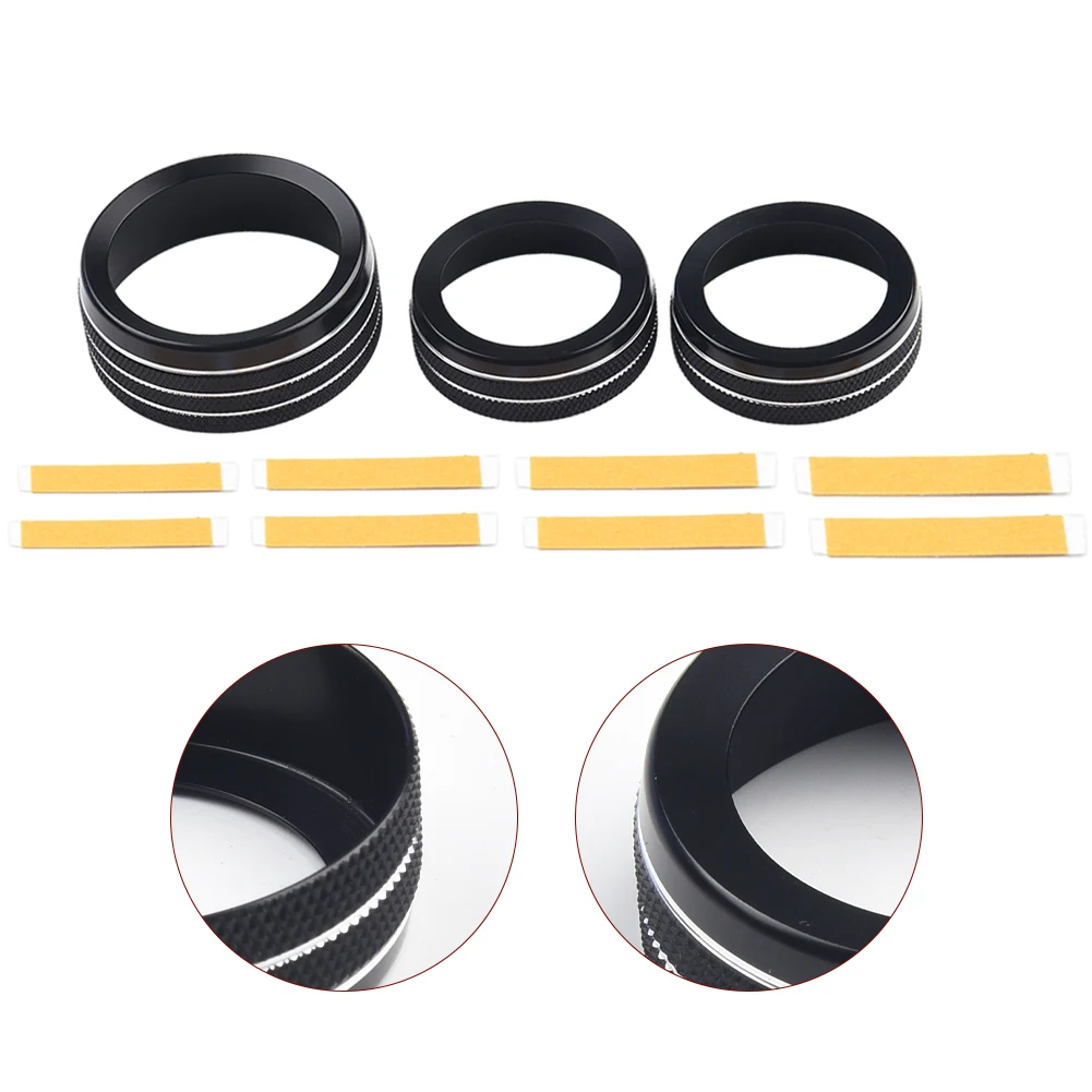 3 Pieces Aluminum Alloy Knob Ring Covers for Climate Volume Controls on For Grand For Cherokee 2014 through 2021