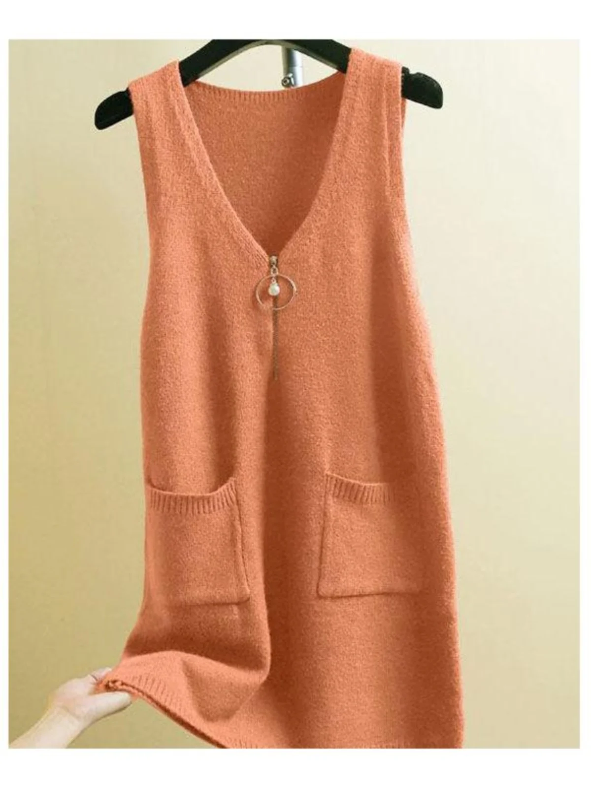 Outono inverno feminino camisola de malha colete midi dr solto coreano sle outerwear camada base regata dr