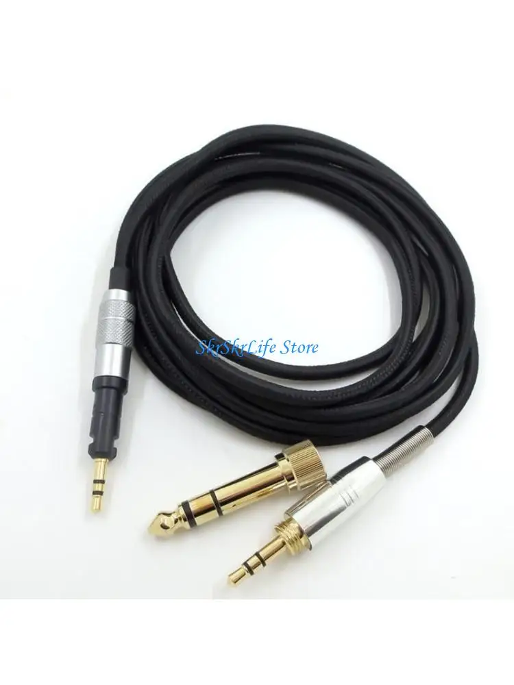 

E65E Nylon Headsets Cable ATH M50x Cable for M40X/M50X/M60X/M70X Headphones Convenient Cable 6.35mm Adapters Long Terms Use