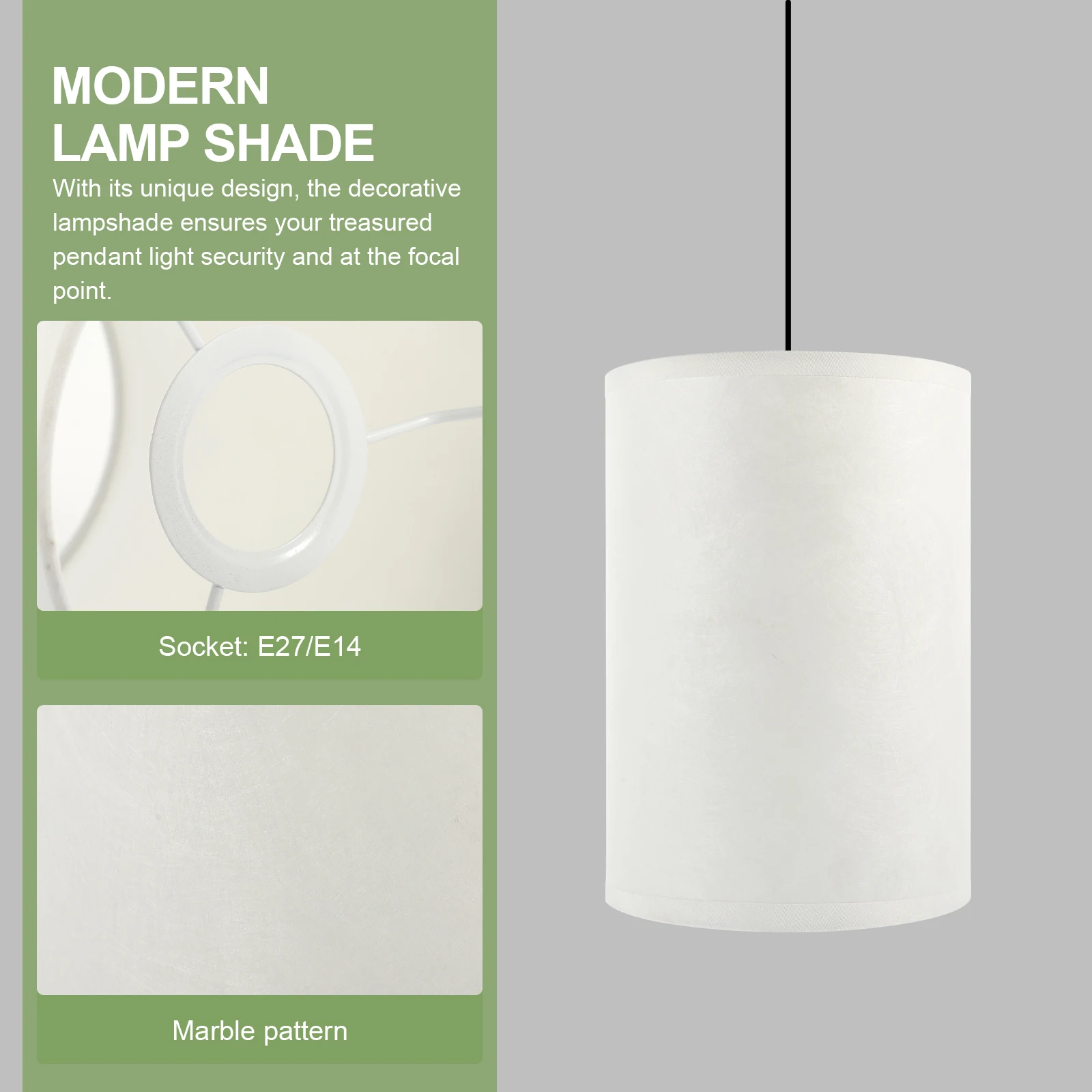 

Marble Pattern Lamp Shades E27 E14 White Drum Cover for Bedroom Table Floor Lamps Chandelier Pendant Light Shade Replacement