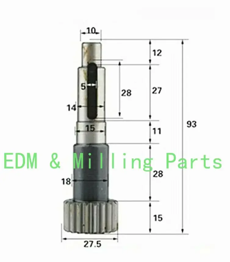 CNC Engraving Machine Part Gear Shaft Transmission 93mm Long Straight Pinion 20 Teeth For Engraving Mill Parts