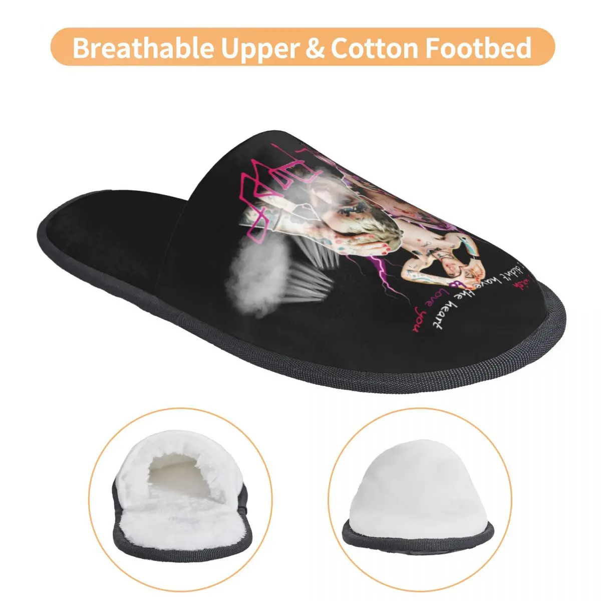 مخصص طباعة النساء مغني الراب Lils اللمحة السويدية الأمريكية شبشب منزل دافئ دافئ رغوة الذاكرة رقيق النعال داخلي في الهواء الطلق الأحذية #3