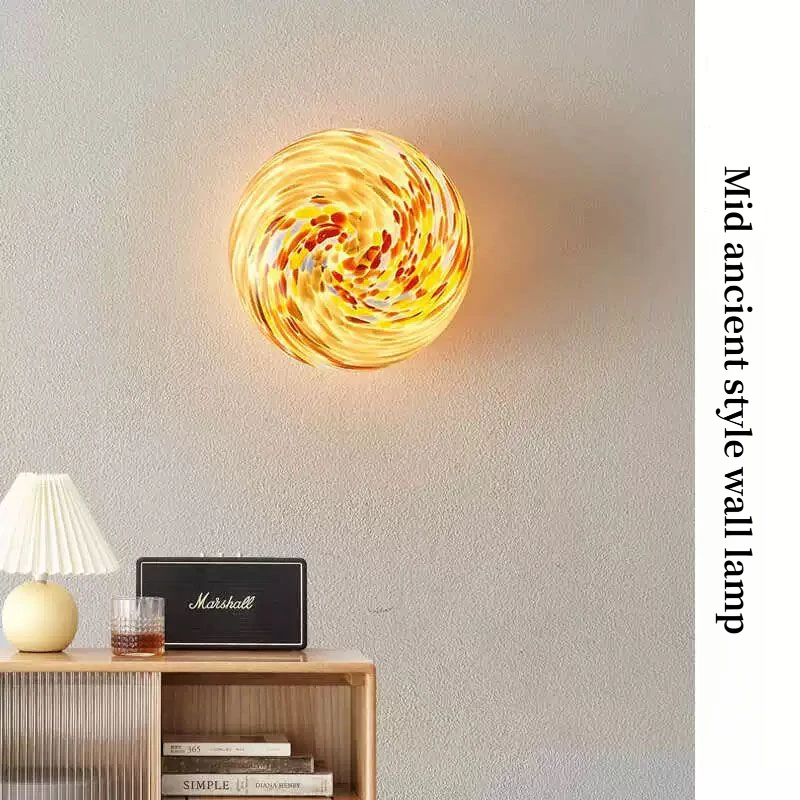 French-style minimalist bedroom bedside lamp, glass sphere wall lamp, Nordic modern simple living room background wall corridor
