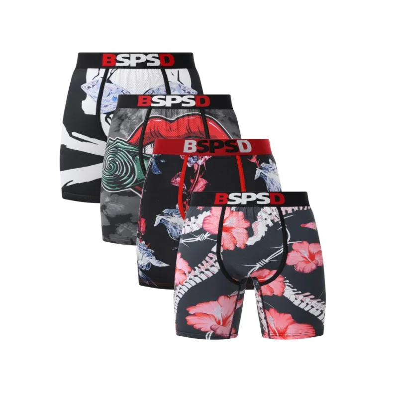 

4 шт., мужское нижнее белье с принтом, боксеры, сексуальные дышащие мужские трусы, мужские трусы для плавания, плавки, большие размеры S-XXL, мужские трусы-боксеры