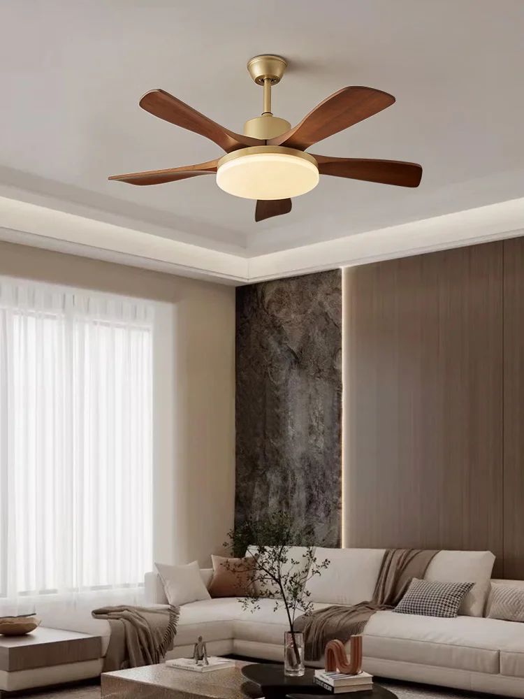 

Fan light retro living room chandelier bedroom dining room with electric fan integrated Chinese silent frequency conversion