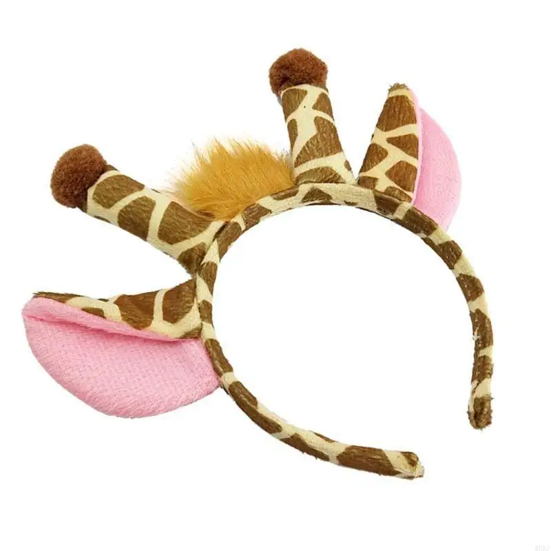 W8KF Giraffes Ear Headband Giraffes Hair Hoop Plush Giraffes Headband Cartoon