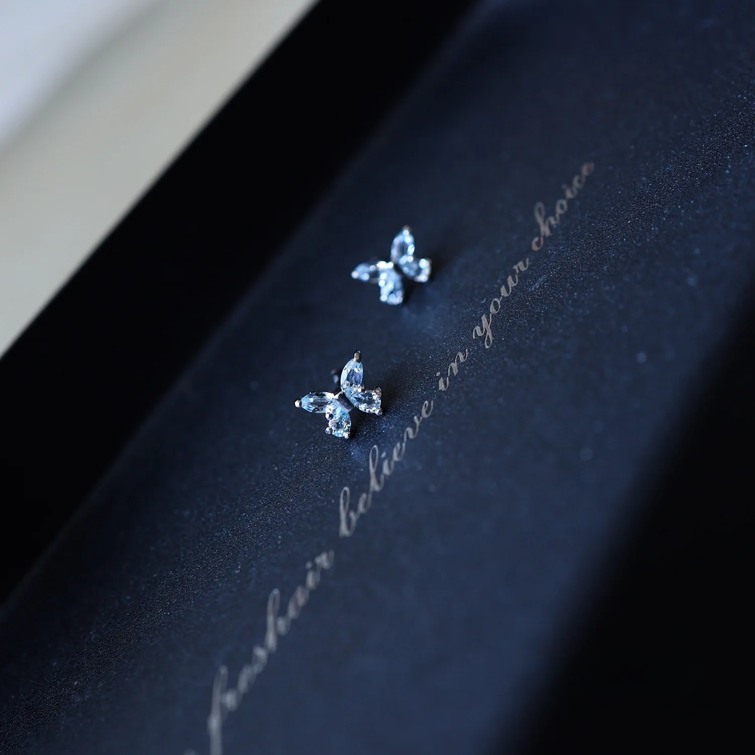 

CCFJOYAS Mini Cute Light Blue 925 Sterling Silver Butterfly Stud Earrings for Girl Minimalist Exquisite Small Studs Wholesale