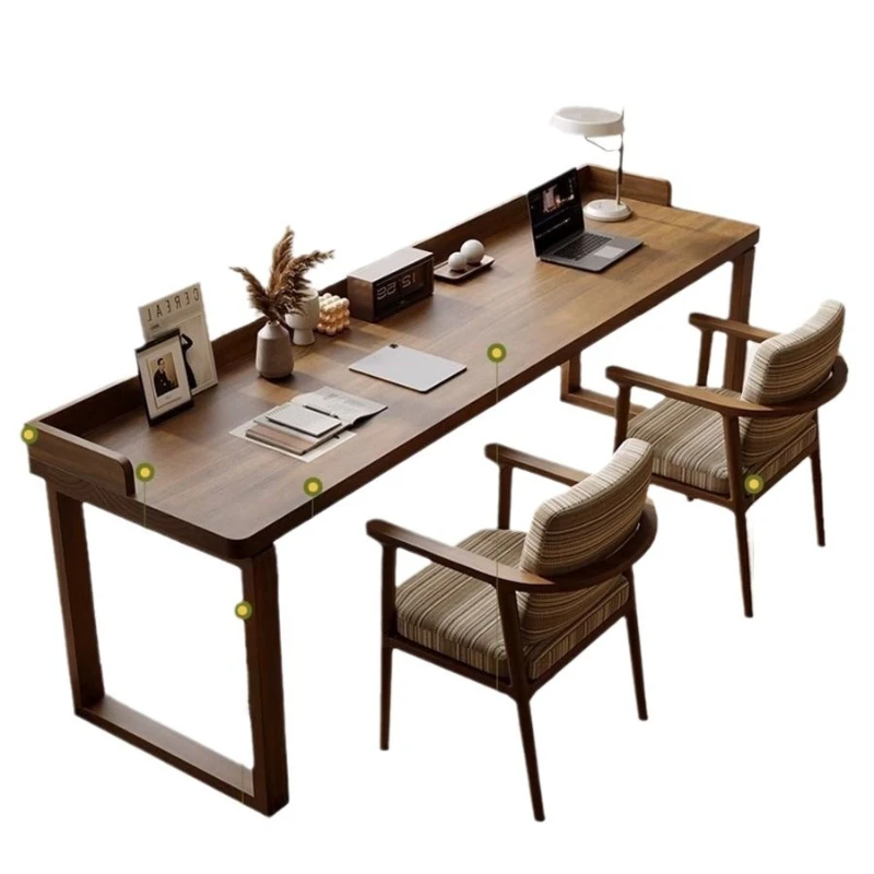 

Wall desk, solid wood desk, double rectangular desk, retro study table