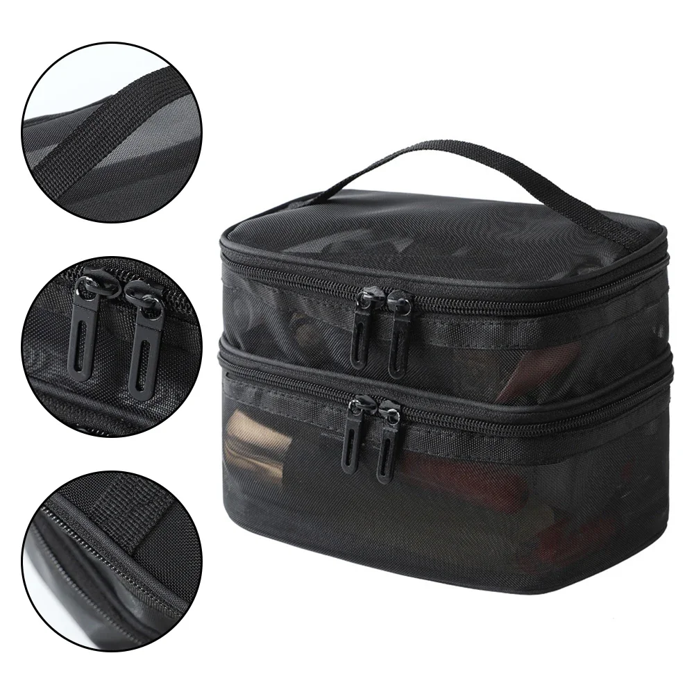 

Двухслойная сетчатая косметичка, сумка для стирки, женская портативная новая сумка для хранения большой вместимости, сумка для хранения косметики