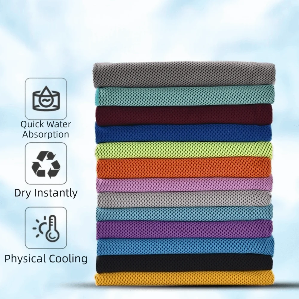 Portable Breathable Cooling Towel Ultra Soft Lightweight Ice Wipes Quick Drying Sunstroke Prevention Bath Beach Towel Summer