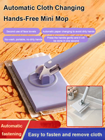 Cloth Clip Mop Mini Mop Automatic Cloth Clip Mop Hand Free Mop for Kitchen and Household Floor Clean with 360°Rotation Cleaning