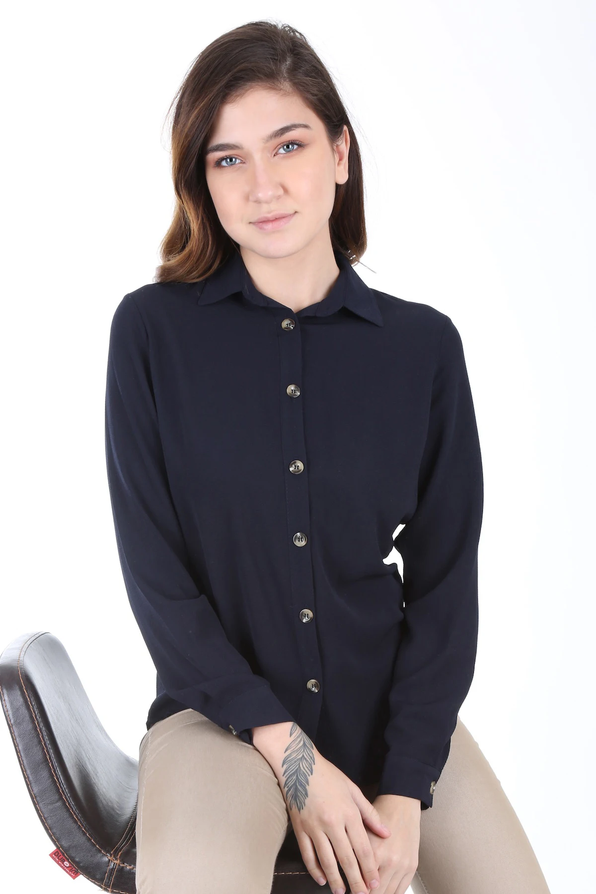 DÜĞMELİ SHIRT 2021 Spring autumn women's shirt blouse street shirt new simple office lady long sleeve blouse