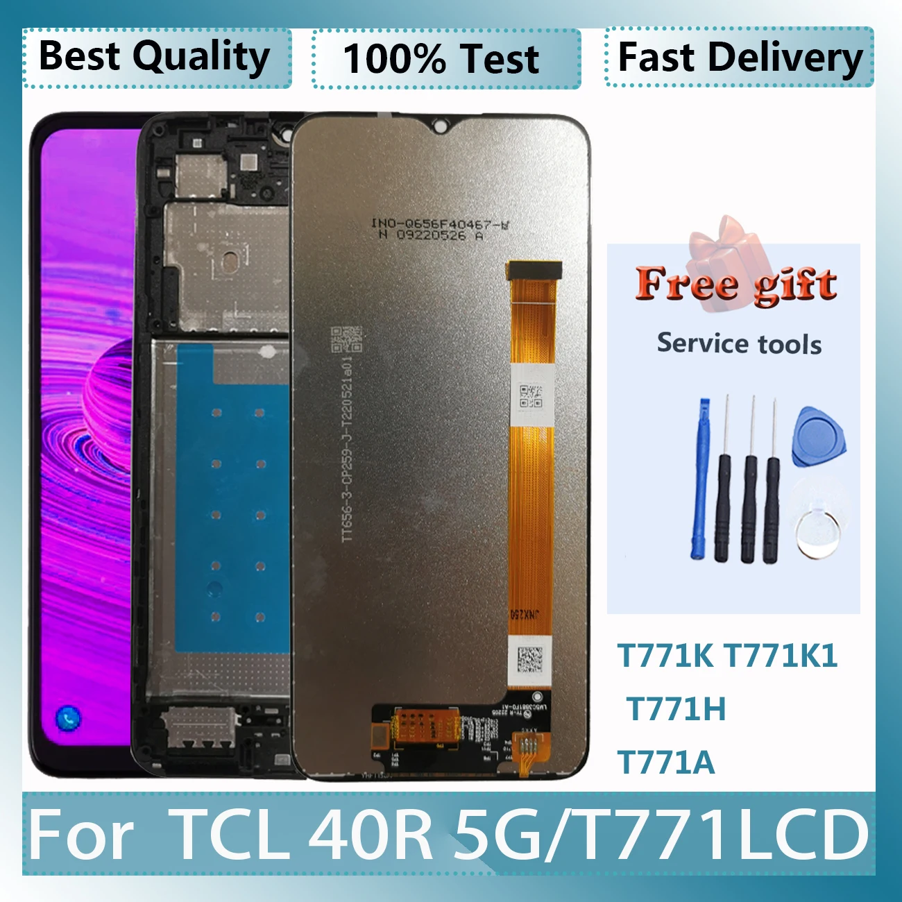 6.6 ''LCD originali per TCL 40R,40 R 5G Touch Screen, Display LCD con cornice Digitizer T771K T771K1 T771H T771A Pantalla Parti