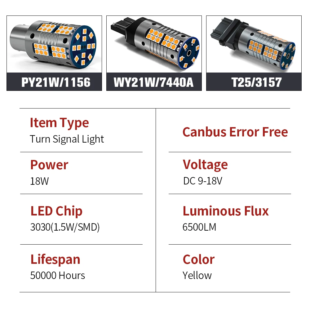 Bombilla LED de señal de giro para coche, accesorio de 2 piezas para Nissan 370Z, Z34, 2009-2019, 2010, 2011, 2012, 2013, 2014, 2015, 2016, 2017, 2018