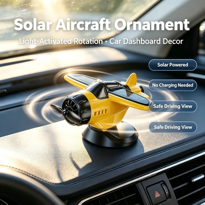 Car Ornament Mini Vintage Airplane Model Dashboard Decor Light Induction Rotating Propeller Auto Interior Decoration