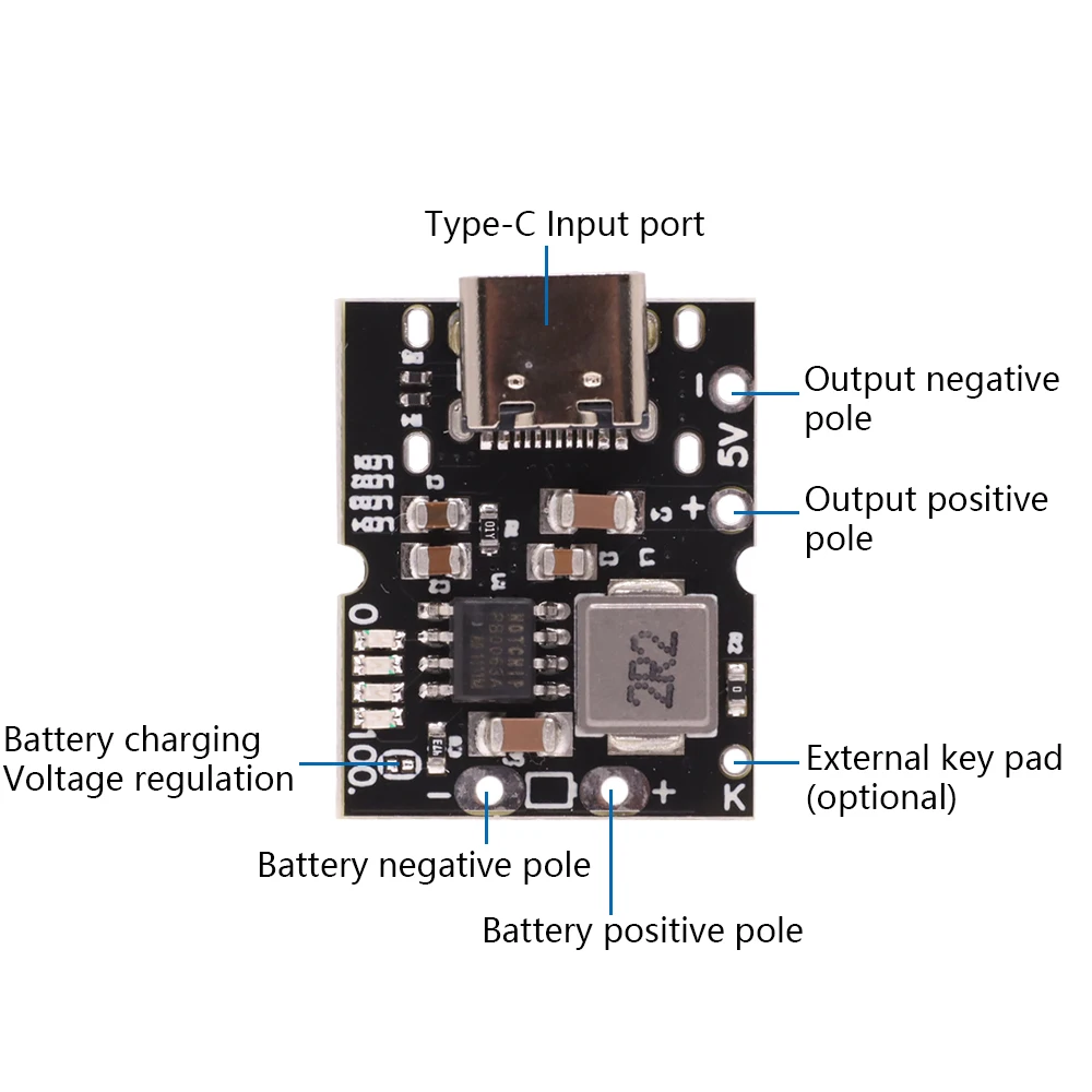 Type-C / Micro USB 5V 1A 2A Boost Converter Lithium Battery Step-Up Power Module Mobile Power Bank With Protection LED Indicator