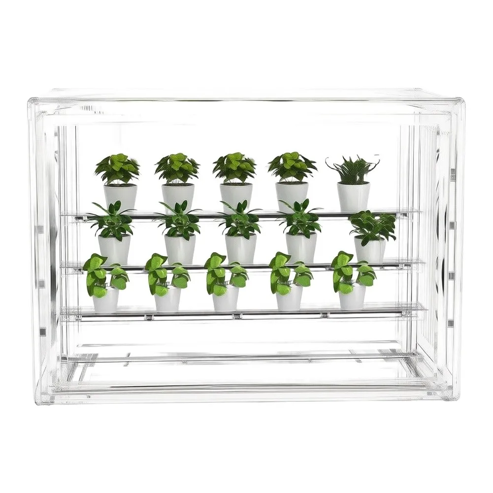 For Indoor For Mini Greenhouse with Magnetic Seal Door Clear Plant Display Unit for Herb Cultivation and Monitoring
