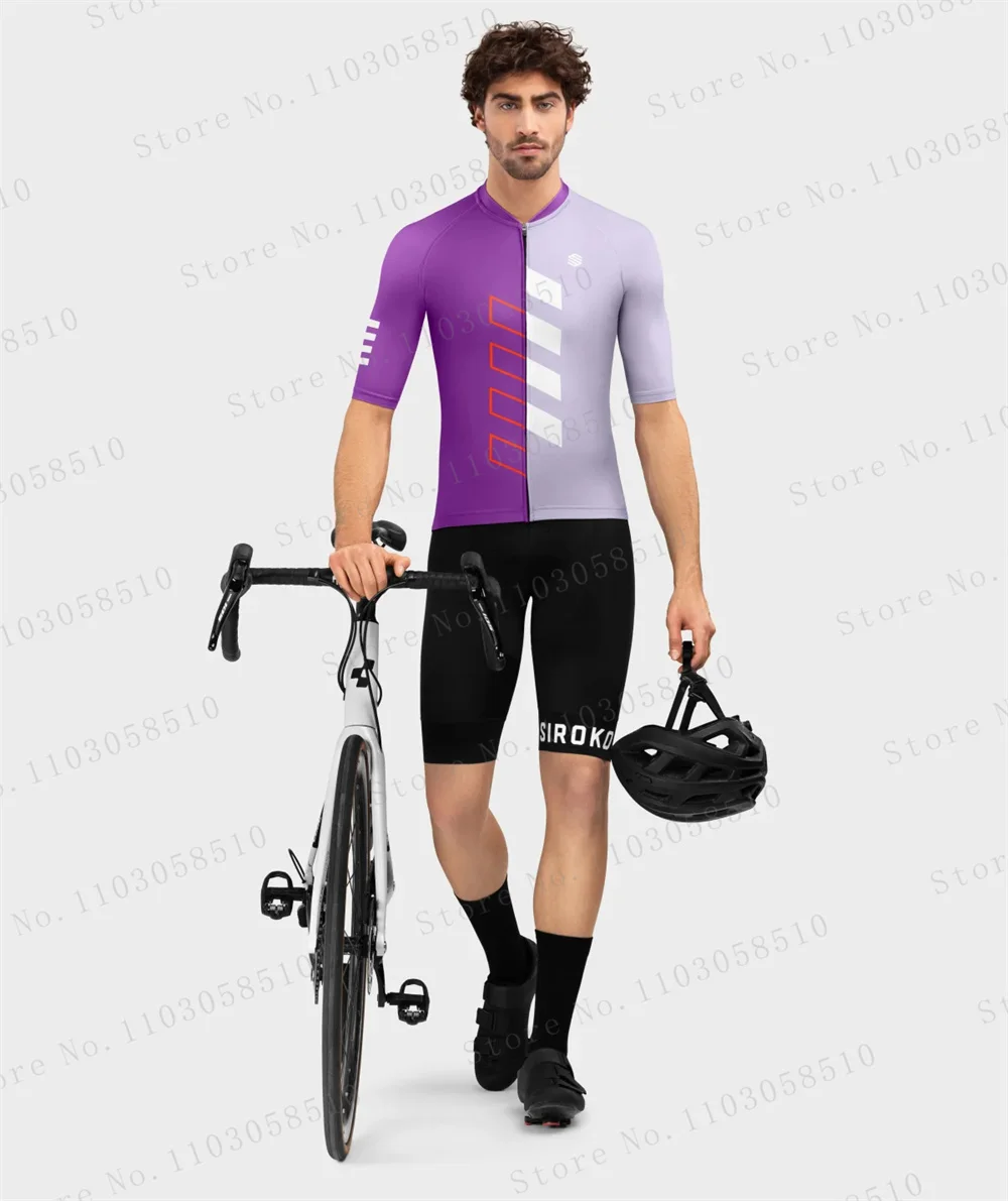 SIROKO-Conjunto de Jersey de ciclismo para hombre, ropa de ciclismo de manga corta, Maillot transpirable, pantalones cortos con pechera, 2025