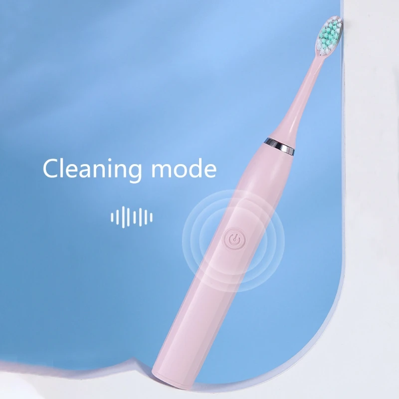 Portable Ultrasonic Electric Toothbrush with 3 Brushes Replacement Heads Set