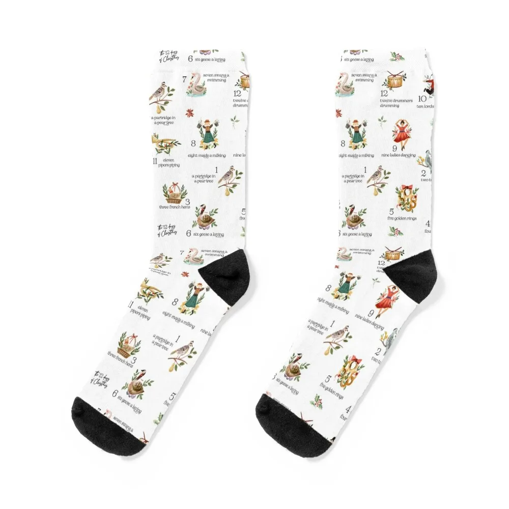 

12 Days of Christmas Socks summer cool New year's crazy Socks Female Men's