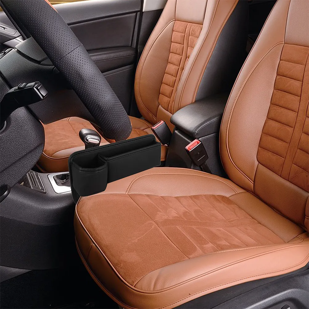 

2Pcs Universal Car Seat Gap Filler Organizer with Cup Holder Heavy Duty Seat Crack Storage Box for Suv Truck Car Interior