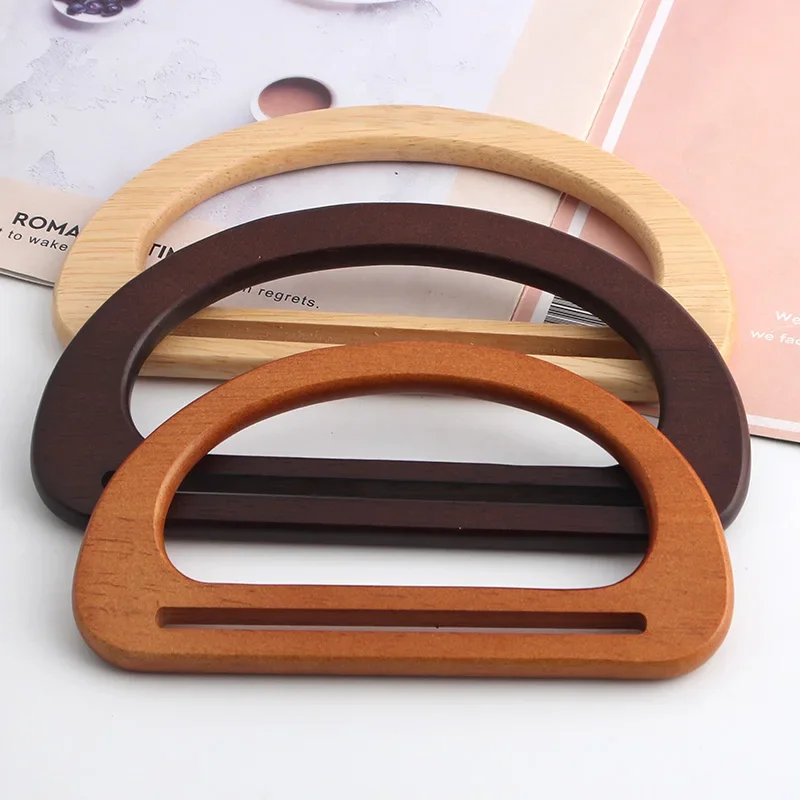 D Shape Wood Bag Handles DIY Replacement Handbag Tote Handle Shoulder Belt Handles Purse Bag Straps Wooden Handle Accessories