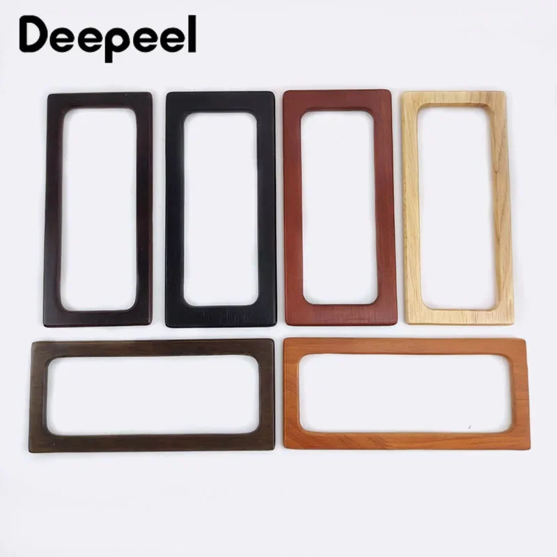 2Pcs Deepeel 20cm/14cm Square Wooden Bags Handle DIY Sewing Brackets Purse Frames Kiss Clasp Handbag Handles for Bag Accessories