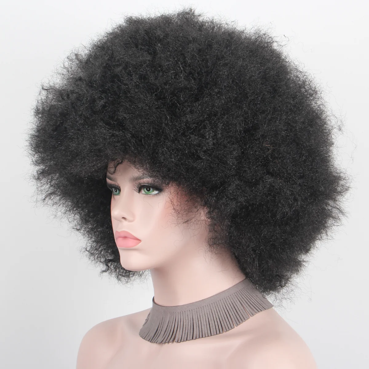 Anxin 70s Funny Clothes Fluffy Black Large Afro Kinky Curly Disco Hippie Wigs for Men Party Use With Gift