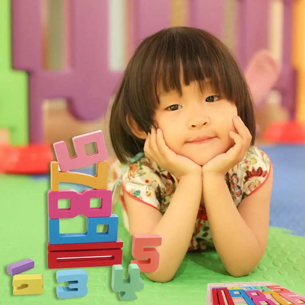 

Wooden Digital Building Blocks Educational Large Particle 3D Digital Puzzle Balance Game Assembly Bricks Stacking Blocks