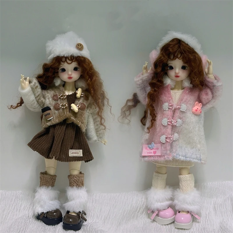 

BJD doll clothes suitable for 1/6 size Trench coat dress hat clothes set doll accessories (4 points)