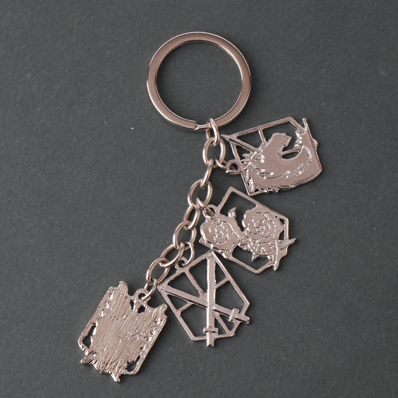 Anime Attack On Titan Keychain Shingeki no Kyojin Scouting Legion Emblem Pendant Key Chain for Women Men Cosplay Jewelry Gift