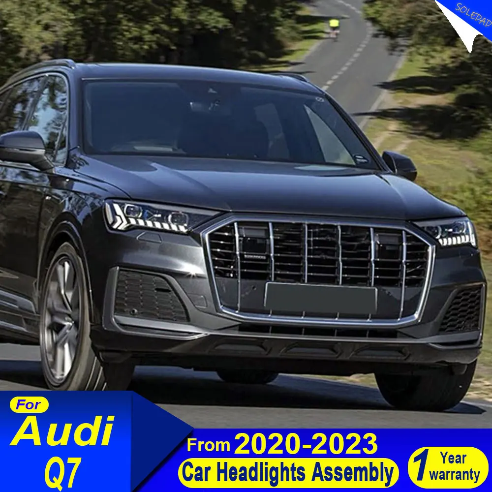 

Car Headlight Full LED For AUDI Q7 2020-2023 Headlights Assembly DRL Turn Signal High Beam Angel Eye Projector Plug and play