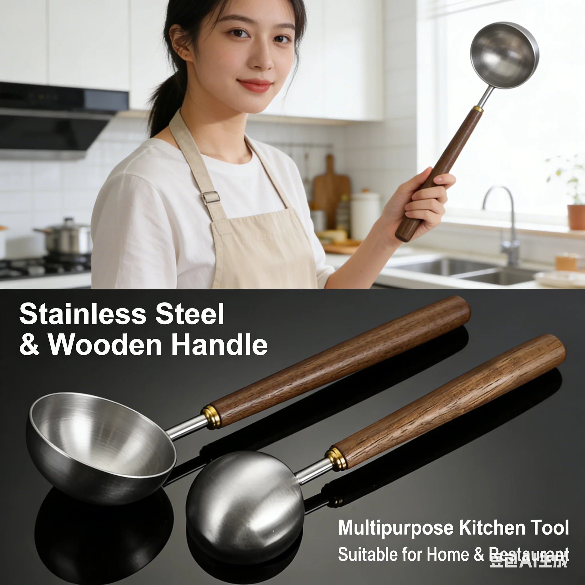 Stainless Steel Coffee Scoop Wooden Handle Measuring Spoon Espresso Bean Tea Powder Metal Long Handle Kitchen Baking Tool New