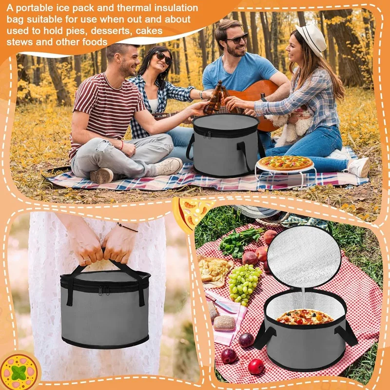 2 Sets Round Pie Carrier 11 X 7 Inch With Dish Tray Plate Stacker Insulated Casserole Carrier With Lid Reusable Cooler Durable