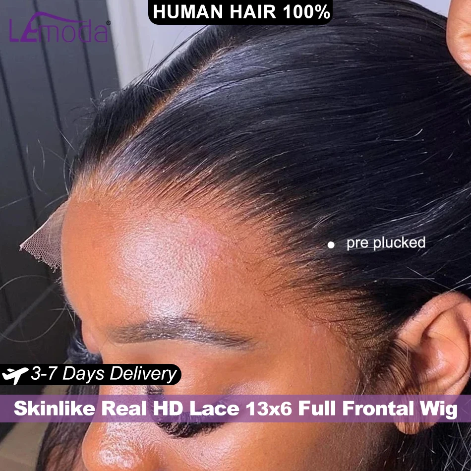 Skinlike Real HD Lace Wig 250 Density 13x6 HD Lace Frontal Wig Human Hair Straight Full Frontal Pre Plucked Lemoda Virgin Hair