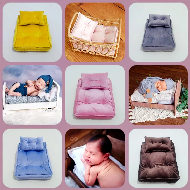 Newborn Photography Props Baby Mattress Pillow Set Infant  Baby Bed Cribes Sleep Support Concave Cartoon Pillow Shaping Cushion