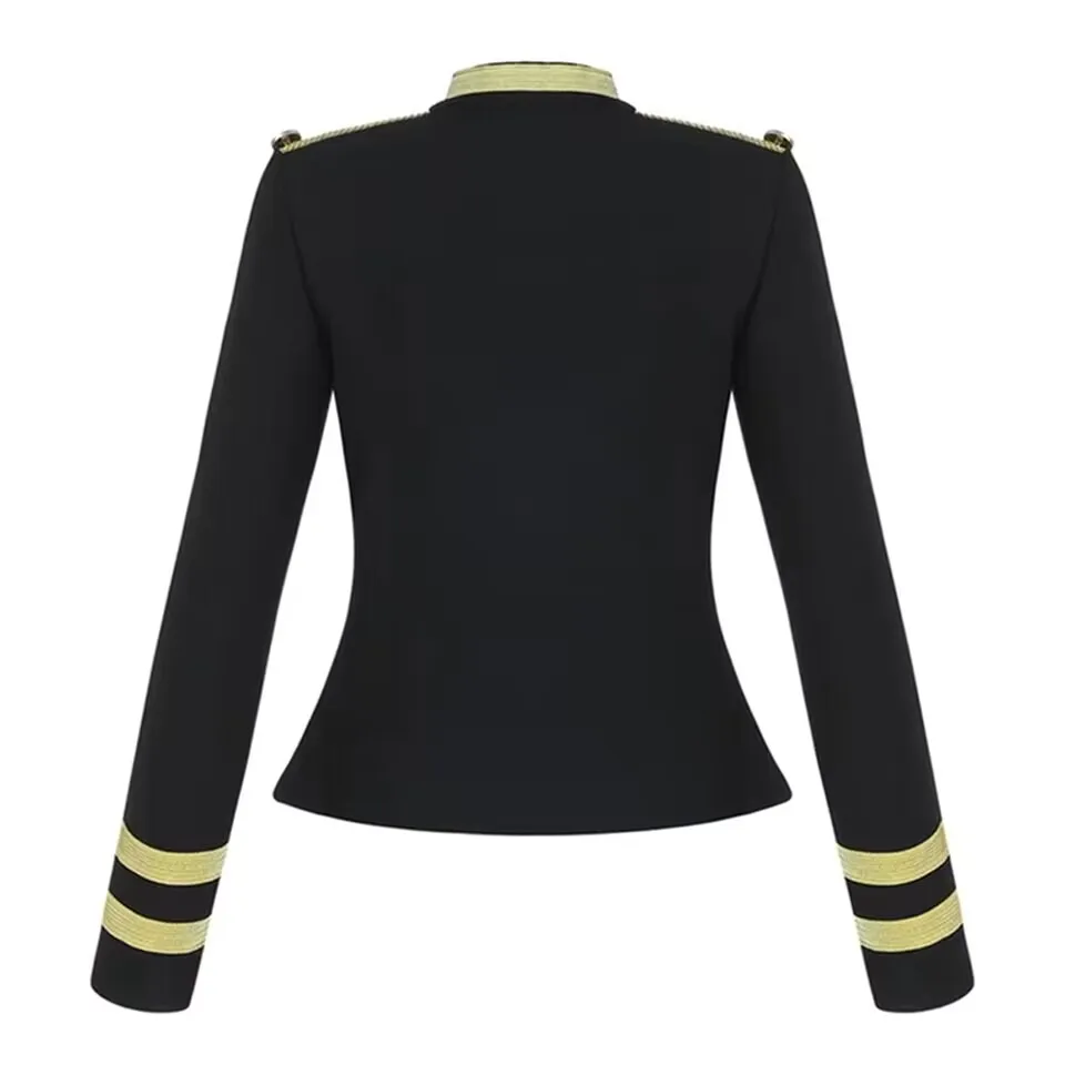 Women\'s Bandage Jackets Coat Evening Party Black Jacket Elegant Long Sleeve Coats O Neck Christmas Casual High Street Clothes