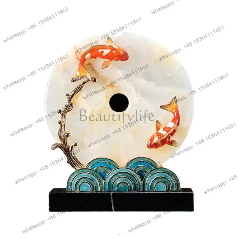 

Ornament New Chinese high-end year-round fish small koi safety buckle living room TV cabinet decoration