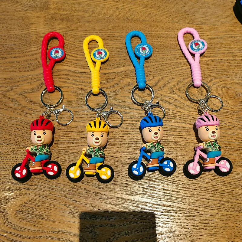 

Cute Camouflage Bicycle Bear Keychain Cartoon Doll Jewelry Car Keychain