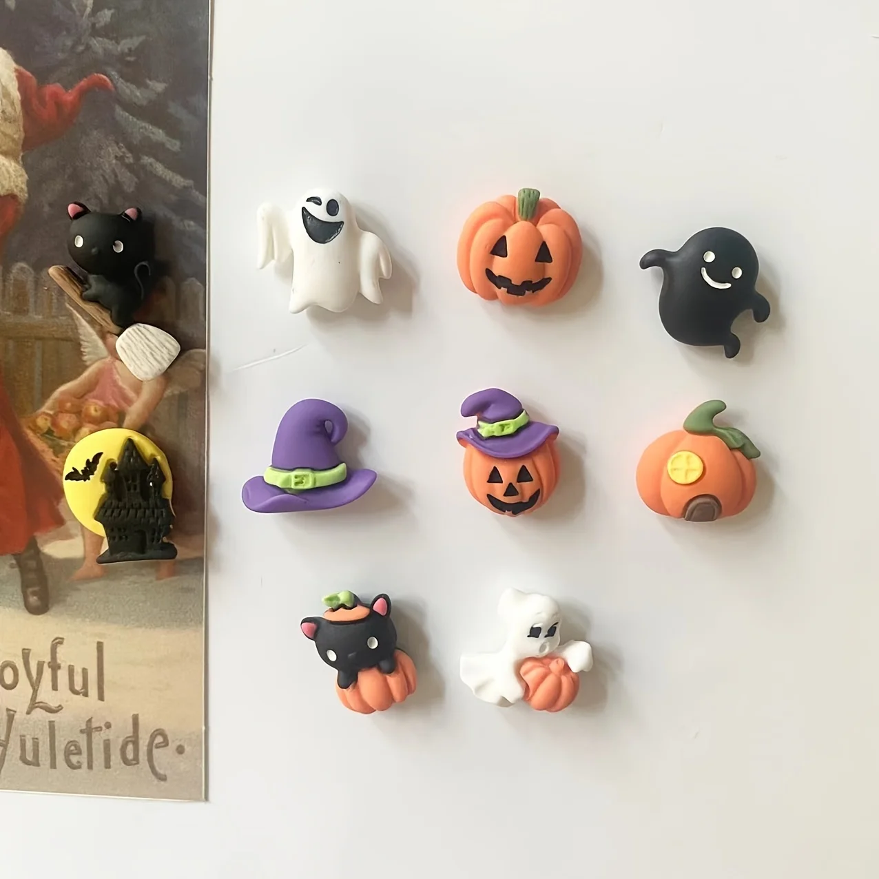 10Pcs Mini Halloween Cartoon Pumpkin Resin Refrigerator Magnets for Home Decor Cute Magnets