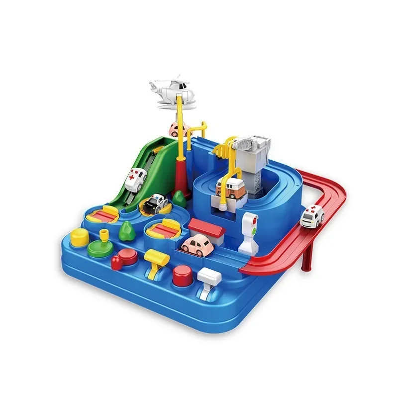 Children's Electric Rail Car Challenge Adventure Small Train Rail Car Parking Lot Inertial Sliding Children's Puzzle Toy