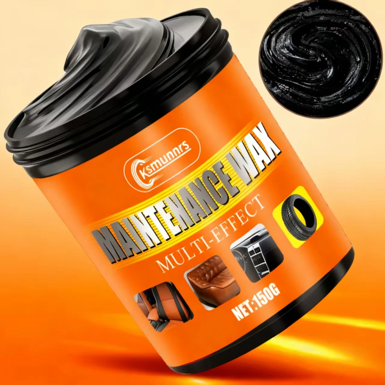 Ksmunnrs Multi-Effect Maintenance Wax 150G, All-in-One Car Care for Leather, Plastic & Tires, Ultimate Auto Interior & Exterior