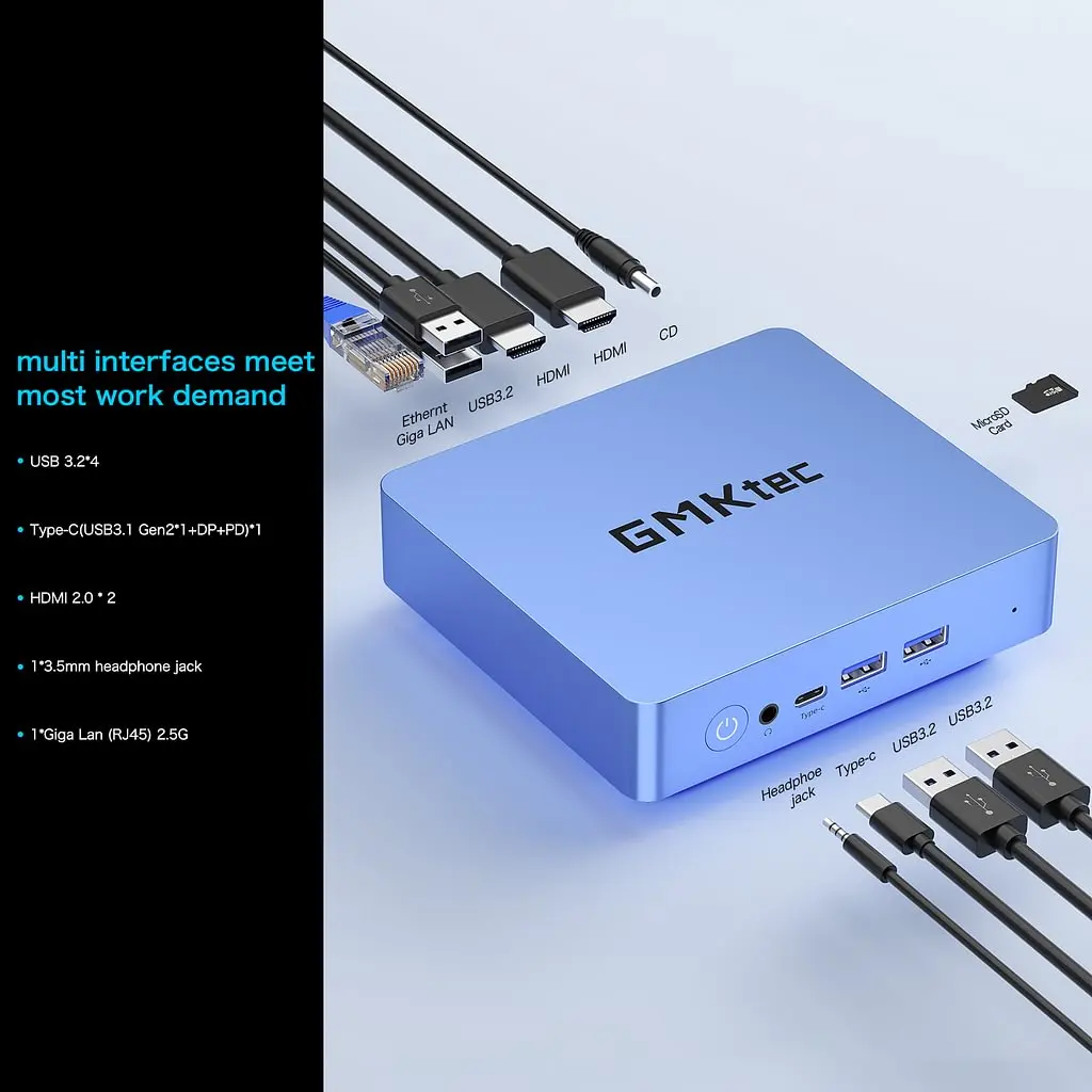 GMKtec NucBox KB10 AMD Ryzen7 5800U DDR4 NO RAM NO ROM Mini PC Windows 11 PRO NVMe（PCIe） M.2 Wi-Fi 6E Desktop Computer USB 3.2