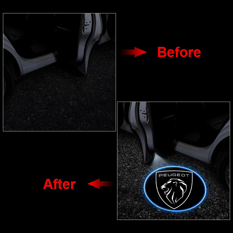 LED باب السيارة جهاز عرض عالمي عالي الوضوح ترحيب ضوء لبيجو 407 3008 307 308 206 508 208 207 607 106 301 408 5008